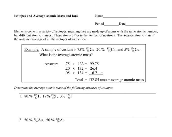 Average atomic mass gizmo answer key