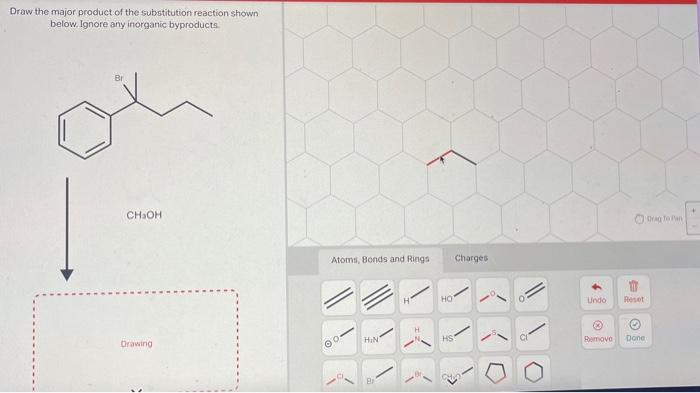 Draw the product of the substitution reaction shown below